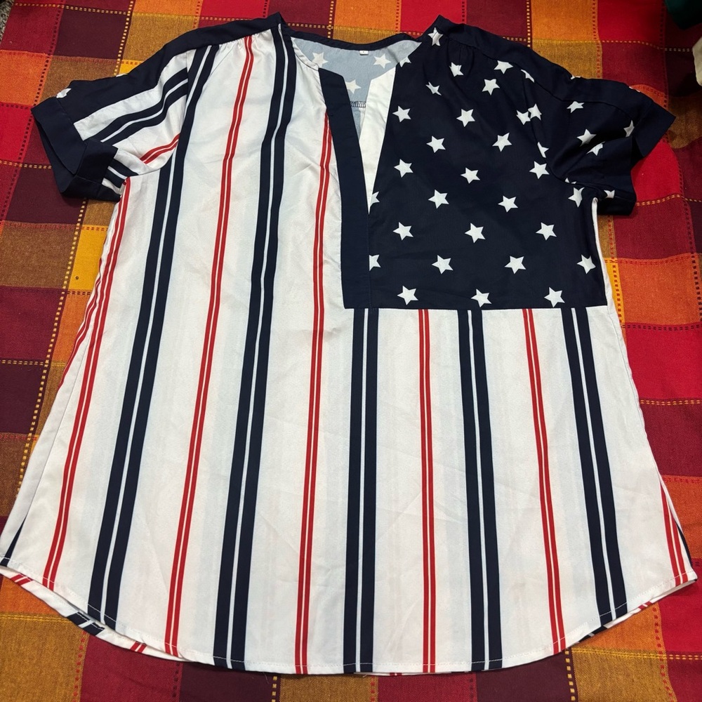 Patriotic Star and Stripe women Blouse